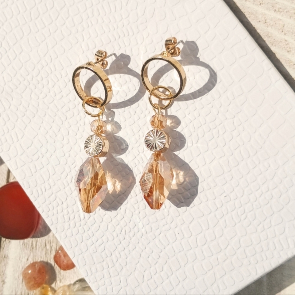 Gold Toned Beaded Earrings